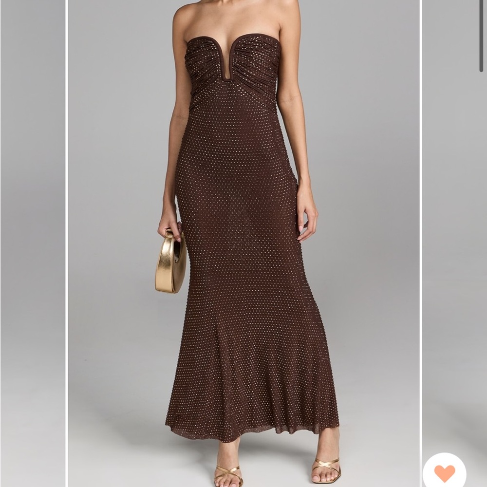 Self-Portrait Embellished Brown dress